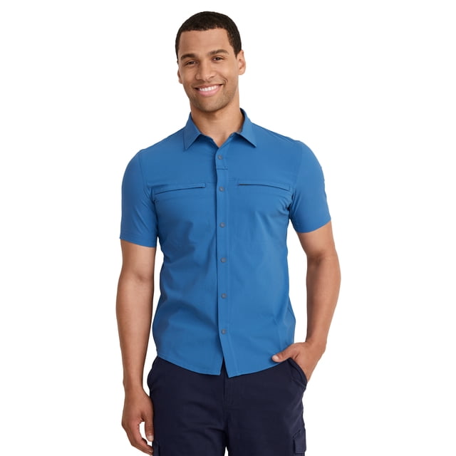 Jockey Chemise Tissée à Boutons-Pression à Manches Courtes pour Homme de Plein Air