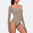 thumbnail image 3 of Timegard Justaucorps d'Entraînement pour Femmes Manches Longues Col Carré Skinny Confortable Couleur Unie Tenue Décontractée, 3 of 4