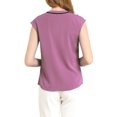 thumbnail image 3 of INSPIRE CHIC Women's Tie Neck Cap Sleeve Button Down Ruffle Summer Shirts, 3 of 6