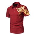 thumbnail image 1 of LSLJS Men Casual Fashion Button Short Sleeve Printed Turndown Pullover T Shirt Tops, Mens Shirts Summer Clothes, 1 of 9