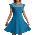 thumbnail image 1 of MIASHUI Girls Summer Casual Party Dress with Ruffle Sleeves and Mesh A-Line Design Featuring Convenient Pockets for Kids Sky Blue,4-5 Years, 1 of 4