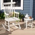 thumbnail image 2 of Gymax Chaise Berçante en Bois Fauteuil Berçant Simple Intérieur Jardin Patio Cour Blanc, 2 of 7