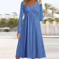 thumbnail image 4 of Pisexur Robe à Manches Longues à Col en V pour Femme Automne Hiver Décontractée Ample Couleur Unie Robe Longue à Manches Longues à Col en V Robe pour Femme en Liquidation, 4 of 6