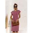 thumbnail image 1 of Nouveau Femmes Casual Manches Courtes Slim Torsadé Tout-Match Robe de Couleur Unie Sexy Bureau Midi Robe Dame Femmes Robes, 1 of 2