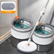Joybos Spin Mop and Bucket Set with Wringer System for Floor Cleaning, Includes 1 Mop, 1 Bucket and 4 Mopping Pad Refills