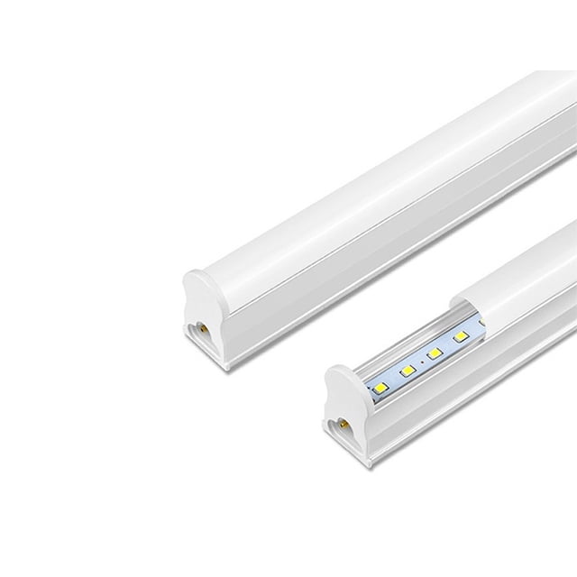 Votatec 0.5-Foot T5 Integrated LED Tube, 3W, 3CCT selectable light with a slim white design. Features visible LED chips and compact housing, ideal for undercabinet lighting or tight spaces. Provides flicker-free, energy-efficient illumination with adjustable color temperatures of 3000K, 4000K, and 5000K. Maintenance-free design enhances convenience.