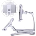 thumbnail image 3 of ALUMINUM Tablet Stand Mount - Office & Kitchen Tablet Holder Adjustable arm Cell Phone ipad holder fits 4"- 12.9" Tablets and Phone - Desktop Mount Stand for iPad/Samsung/Tablet/Smartphone - Silver, 3 of 9