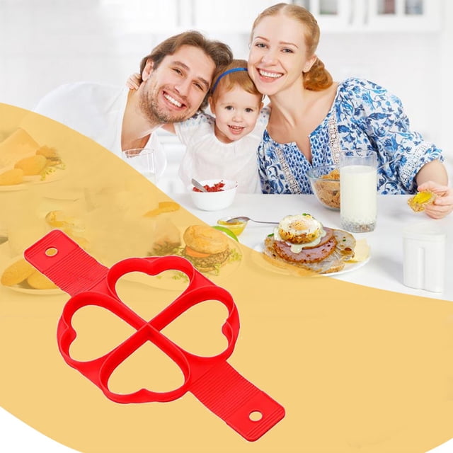TopLLC Kitchen Gadgets, Kitchen Accessories, Kitchen Utensils, Kitchen Tool 4 Hole Omelette Maker Multi-functional 7-link Round Star Heart Shaped Pancake Maker Breakfast Baking Molds Omelette Mold
