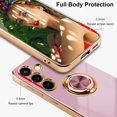 thumbnail image 4 of ORUYROP for Samsung Galaxy S24 Plus Case with Screen Protector, Built-in 360 Rotation Ring Holder Magnetic Stand, Luxury Shiny Plating Edge Shockproof Electroplated Protective Cover (Purple/Go, 4 of 6