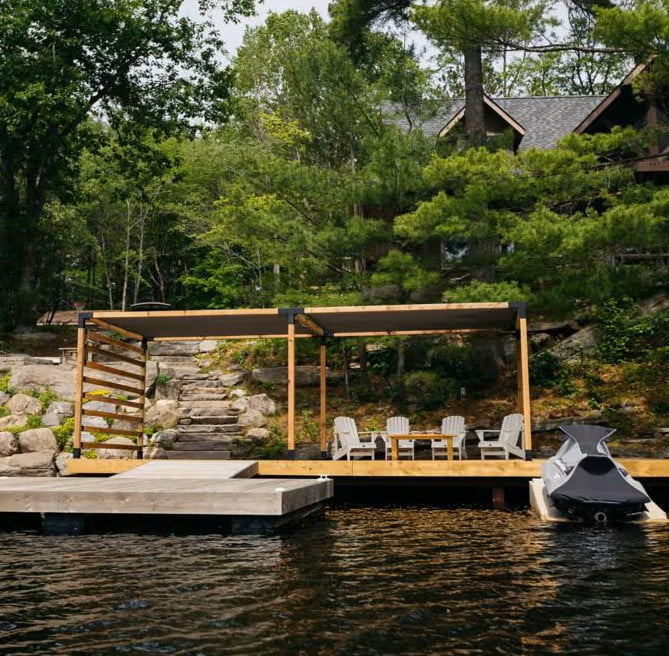Toja 8' X 24' Double Pergola Kit With 2 Shade Sails For 4X4 Wood Posts
