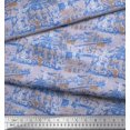 thumbnail image 3 of Soimoi Rayon Fabric Human & Stamps Vintage Print Fabric by the Yard 56 Inch Wide, 3 of 3