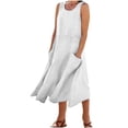 thumbnail image 1 of Timegard Robes d'Été pour Femmes Col Rond Ajusté Sans Manches Léger Décontracté Ample Robe avec Poches, 1 of 6