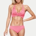 thumbnail image 2 of Jinhomg Womens High Waisted Bikini Set 2025 Trendy Twist Front Backless Halter Swimsuit Tops with Bottom 2 Piece Basic Solid Swimsuits Spring Saving Pink L, 2 of 6