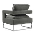 thumbnail image 4 of TOV Furniture Avery Chaise Moderne de 20 Pouces en Velours et Acier Inoxydable, Gris/argent, 4 of 6