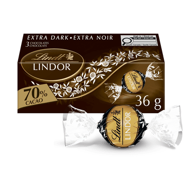 Lindt LINDOR 70% Cacao Dark Chocolate Truffles, Count of 3, 36 Gram Box