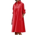 thumbnail image 1 of CEHVOM Robe Longue Maxi pour Femmes, Mode, Col Rond, Manches Longues, Décontractée, avec Poches, Unie, en Solde, 1 of 6