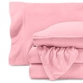 thumbnail image 1 of Bare Home Cozy Fleece Sheet Set - Extra Plush Polar Fleece - Deep Pocket - Split King, Light Pink, 1 of 9