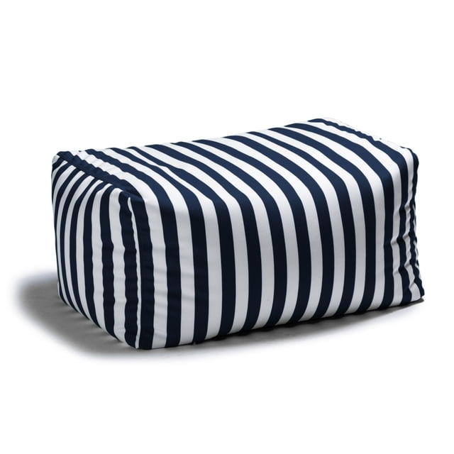 Jaxx Leon Pouf Poire d'Extérieur à Rayures Bleu Marine, de Forme Rectangulaire avec un design Doux et Drapé. Fabriqué en Tissu Acrylique Teint en Solution, Résistant à la Décoloration, aux UV, à l'Eau et aux Intempéries, Idéal pour patios Ou Terrasses. Rempli de Billes EPS pour le Confort, Il Peut Servir de Repose-Pieds, de Siège Supplémentaire Ou de table d'Appoint. la Housse Amovible Lavable à la Machine Assure un Entretien Facile.