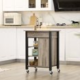 thumbnail image 2 of HOMCOM Chariot de Cuisine Utilitaire sur Roues avec Étagères de Rangement et Tiroir pour Salle à Manger, Gris, 2 of 10