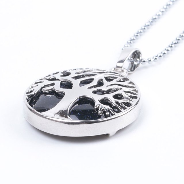 Colliers Pendentifs en Pierre Précieuse Ronde Naturelle Kabbalah Arbre de Vie