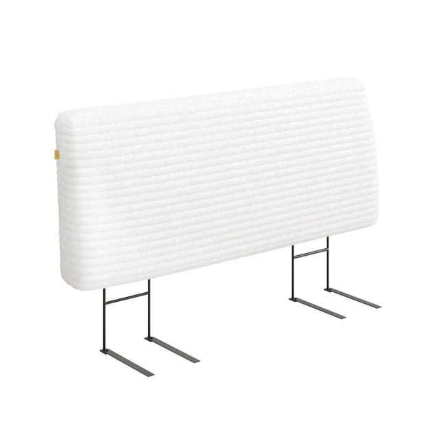 Pinmoco Lit Double avec Tête de Lit Rembourrée en Mousse de 4,7 Pouces, Hauteur Réglable et Tête de Lit Ergonomique, Velours Côtelé Blanc