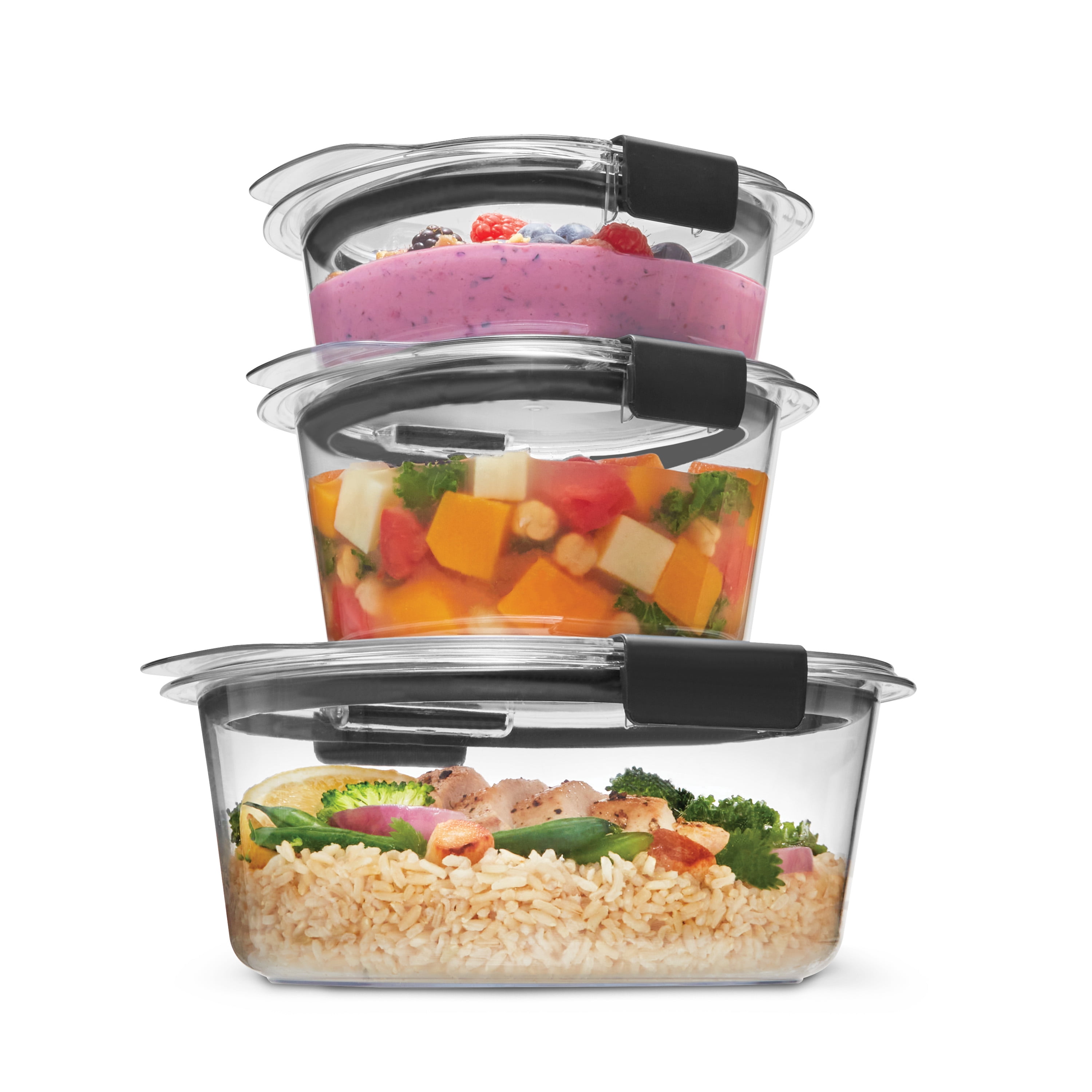 Contenants de rangement alimentaires ronds Rubbermaid Brilliance, 3 pièces