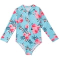 thumbnail image 1 of MIASHUI Girls Long Sleeve One Piece Swimsuits Floral Printing Zipper Bathing Suits,Light Blue,2-3 Years, 1 of 8