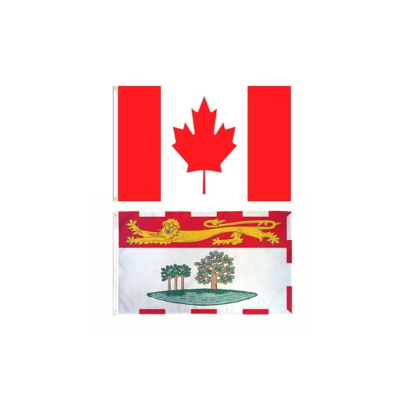 Canada Ensemble de Drapeaux PEI du et de l'Île du Prince Édouard (Lot de 2) (3 par 5 Pieds)