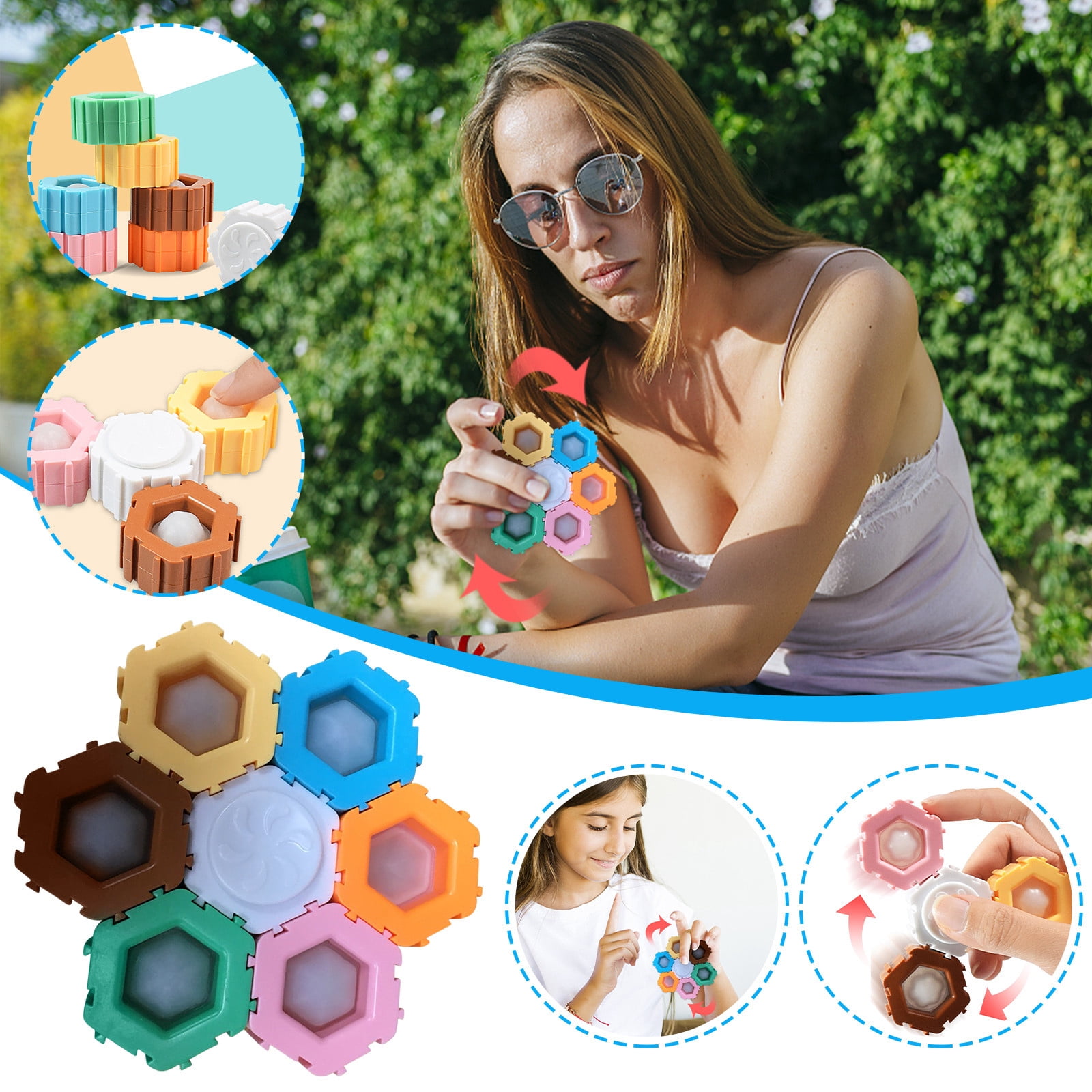 Deals on Outdoor Living Iumwxz Children's Building Block Puzzle Toy Unlimited Splicing Combination Building Block Puzzle Assembling Decompression Fingertip Toy Christmas Gift Xmas Savings!