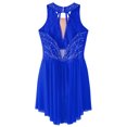 thumbnail image 4 of Sholeno Robe de Patinage Artistique Sans Manches avec Strass Asymétrique Compétition Danse Bleu Royal 16, 4 of 6
