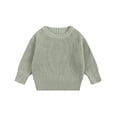thumbnail image 4 of MIASHUI Chandails pour Garçons et Filles, Col Rond, Manches Longues, Chandail-Over, Couleur Unie, Tricoté, Vert Armée, 4-5 Ans, 4 of 4