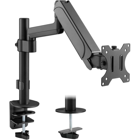 Adjustable Gas Spring Single Monitor Arm for 17 to 32 inch Screens, Monitor Desk Mount Stand with C Clamp and Grommet Mounting Base Hold up to 19.8lbs