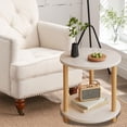 thumbnail image 4 of White Round Coffee Table For Home Decor Living Area With Practical Double Layer Storage And Space Saving Design Furniture 20.87X15.75X15.75 Inches White, 4 of 6