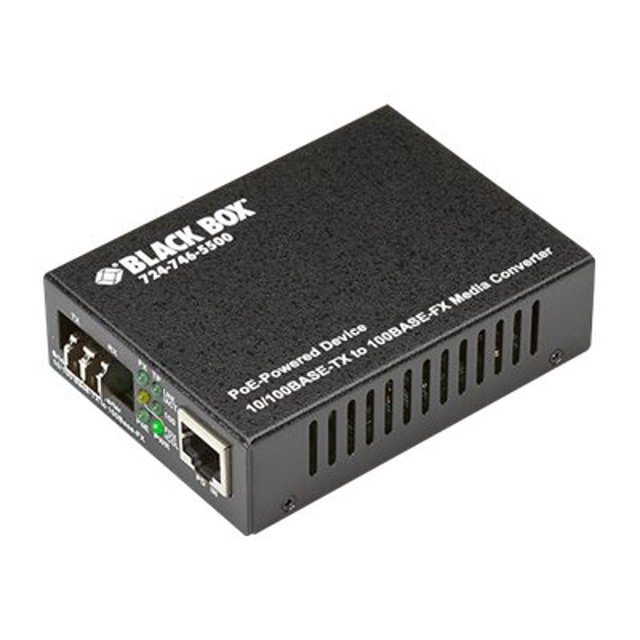Black Box PoE PD Media Converter Média Duplex - Convertisseur Fibre - 10Base-T, 100Base-FX, 100Base-TX - RJ-45 / LCD multi-mode - jusqu'à 1.2 miles