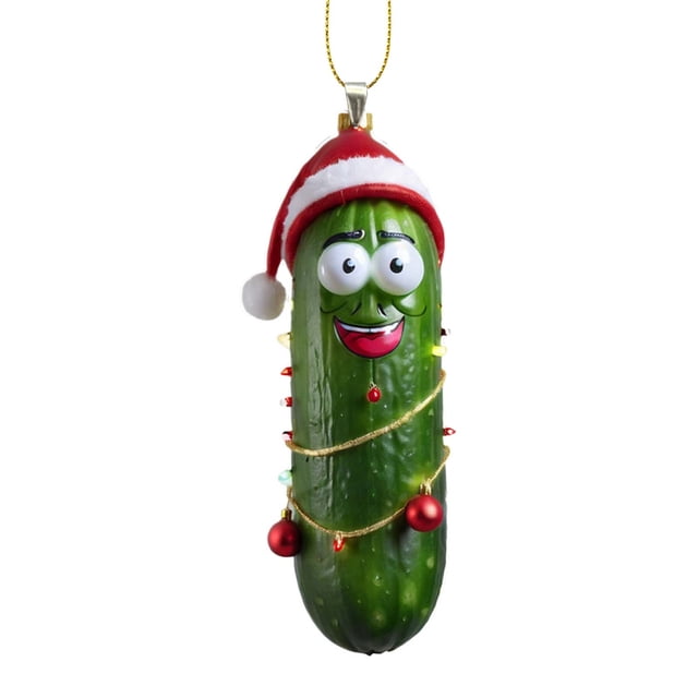 Amzcrzy Acrylic Cucumber Pendant Multi Functional Acrylic Decorative Christmas Tree Pendant Cute Mini Cucumber Christmas Pendant Holiday Decorations Hanging Decor Garden Decorations