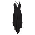 thumbnail image 3 of AherBiu Robe de Soirée pour Femmes à Bretelles Croisées, Dos Nu, Sans Manches, Col en V, à Volants, Fluide, Robe de Cocktail, 3 of 6