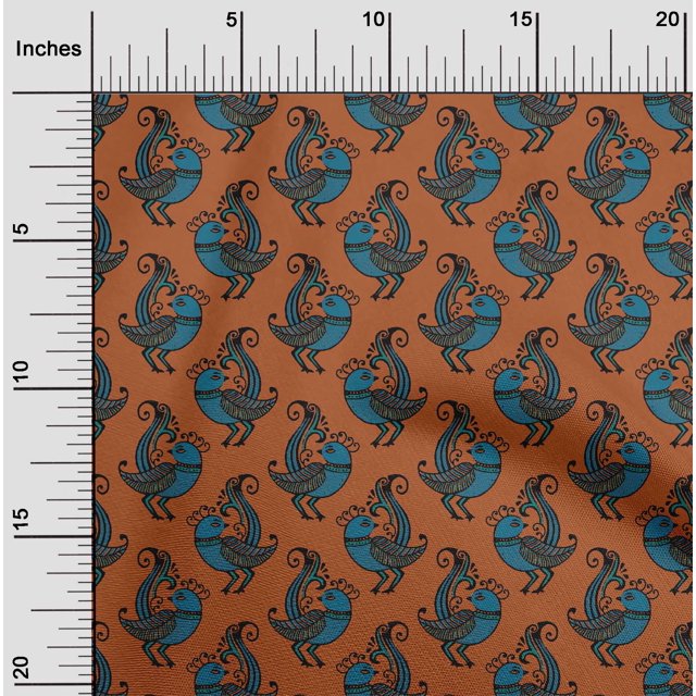 oneOone Viscose Jersey Orange Fabric Bird Block Craft Projects Decor Fabric Printed By The Yard 60 Inch Wide
