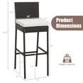 thumbnail image 3 of Costway 4 PCS Patio Wicker Barstools Bar Height Chairs with Cushions Backyard Off White, 3 of 9