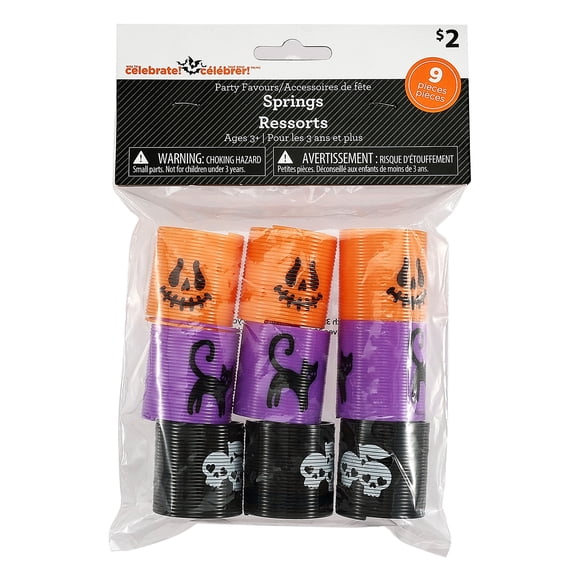 Ressorts d'Halloween, ensemble de 9, en plastique, orange, noir et vert, à partir de 3 ans, cadeaux pour invités, par Way to Celebrate