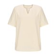 thumbnail image 3 of Shirts for Men, Mens Solid Color Round Neck Irregular Pullover Short Sleeve V-neck Blouses Shirts, 3 of 5