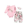thumbnail image 1 of SUNSIOM Girl's Long Sleeve Floral Rabbit Romper + Floral Pants + Headband, 1 of 9