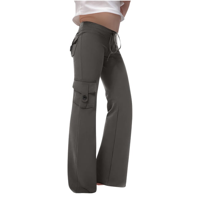 GreatBaby Girls Solid Color Cargo Jogger Pants Multi-Pocket Trousers with Drawstring Kids Casual Fall Spring Everyday Bottoms