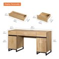 thumbnail image 2 of WAMPAT 59 inch Executive Desk, Modern Home Office Computer Desk with Drawers and Charging Station, Wooden Writing Workstation with File Cabinet Storage, Study Table for Work and Study, Oak, 2 of 10
