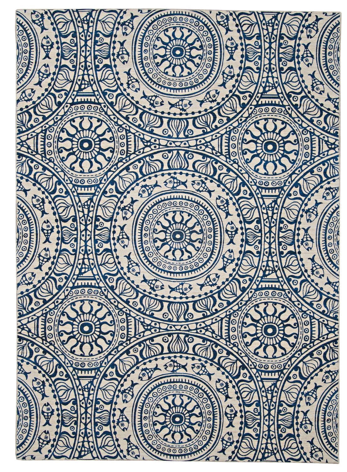 Tapis d'accent extérieur lavable Ormond ivoire & bleu 2 pi x 3 pi