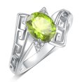 thumbnail image 3 of RYLOS Rings for Women Sterling Silver Greek Key Designer Ring 9X7MM Gemstone & Diamond Ring August Peridot Jewelry  Size 5, 3 of 7