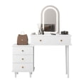 thumbnail image 2 of Coiffeuse avec Miroir et Lumières, Table de Maquillage Moderne avec 2 Tiroirs et Armoire Réglable à 3 Tiroirs, Coiffeuse en Bois et Commode Combinées pour Chambre, 2 of 7