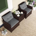 thumbnail image 3 of IdealHouse 3 Pieces Patio Furniture Set, PE Rattan Wicker 3 Pcs Outdoor Sofa Set w/Washable Cushion and Tempered Glass Tabletop, Conversation Furniture for Garden Poolside Balcony (Grey), 3 of 8