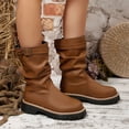 thumbnail image 2 of Bottes à la Cheville pour Femmes, Mode Décontractée d'Hiver à Tige Courte Plissées, Couleur Unie, Bout Rond, Talon Épais Bas, Bottes d'Hiver pour Femmes, 2 of 9