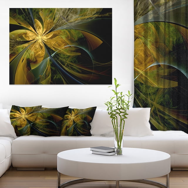 Fleur Fractale Symétrique en Or - Impression d'Art Floral sur Toile