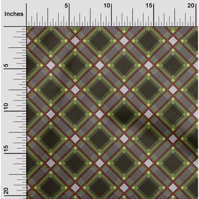 oneOone Polyester Lycra Fabric Tartan Check Print Fabric BTY 56 Inch Wide